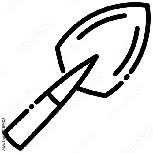 Simple black and white outline of a trowel.