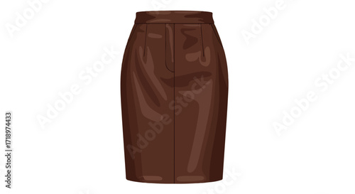 Illustration of a tailored dark brown skirt with pleats and a fitted waistline detail highlighting fashion and style, showcasing a classic