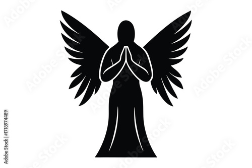 angel praying silhouette vector icon design