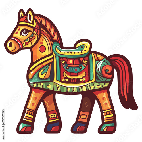 god of wealth horse, asian, horse, dressed up for new year festival celebration, vector, transparent background, asia, animal, festival, culture, isolated, mammal