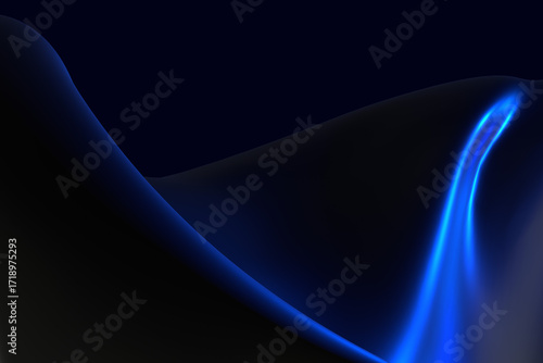 Abstract 3d render background dark blue gradient light wave silk liquid chrome metalic design render wallpaper modern illustration multicolored wavy surfaces
