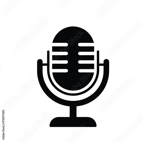 Retro Microphone Flat Silhouette Symbol Vector