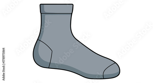 A simple gray sock illustration offering versatile use for design or playful educational purposes 58 characters the design is clean and friendly for