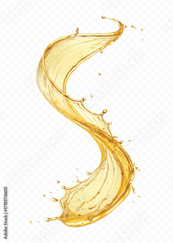 realistic smooth clean and fresh olive oil splash in curve style isolated on white background	