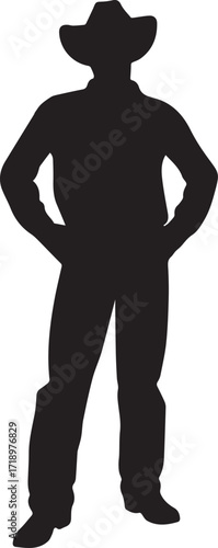 Cowboy silhouette vector, black and white silhouette vector illustration