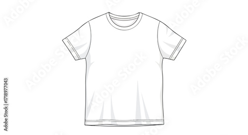Blank white t-shirt template for fashion design showcasing garment style and construction offering design possibilities for apparel illustration
