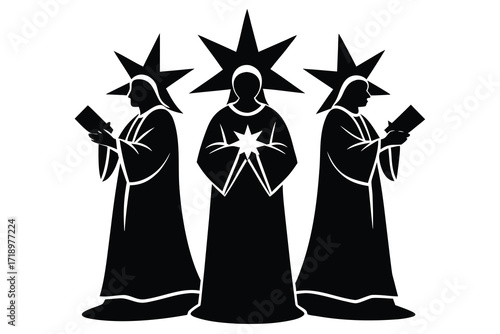 carol singers silhouette vector icon design
