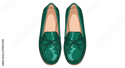 Stylish Emerald Loafers: A Pair of Graceful and Fashionable Footwear for Every Step with Distinctive Emerald Hue, Exuding Elegance and Comfort for