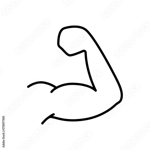 Biceps gesture icon, muscle hand, editable stroke
