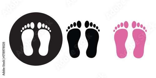 silhouette of baby feet icon over white background. vector illustration. Baby footprints icon isolated on white background. Baby feet sign. Set icons colorful
