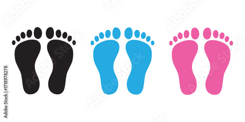 silhouette of baby feet icon over white background. vector illustration. Baby footprints icon isolated on white background. Baby feet sign. Set icons colorful