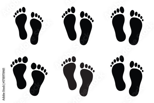 silhouette of baby feet icon over white background. vector illustration. Baby footprints icon isolated on white background. Baby feet sign. Set icons colorful
