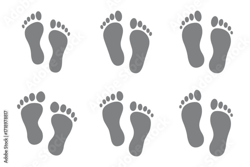 baby feet logo silhouette vector, baby foot logo icon vector silhouette, foot print vector illustration logo, silhouette of baby footprints icon vector silhouette design on white background
