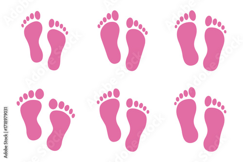 baby feet logo silhouette vector, baby foot logo icon vector silhouette, foot print vector illustration logo, silhouette of baby footprints icon vector silhouette design on white background