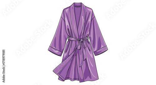 Elegant Lavender Robe Illustration for Sleepwear Fashion and Relaxation Themes, A Cozy and Stylish Home Apparel Garment Depiction
