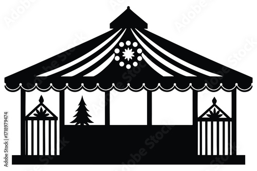 christmas market stall silhouette vector art illus