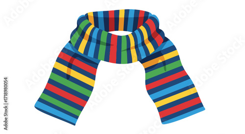 Vibrant winter necessity: a charming striped scarf isolated on a crisp white background for diverse creative projects