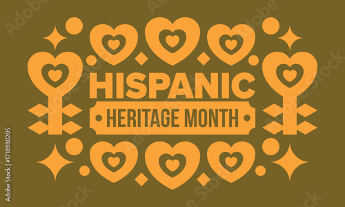 National Hispanic Heritage Month in September and October. Hispanic and Latino Americans culture. Celebrate annual in United States. Poster, card, banner and background. Vector illustration