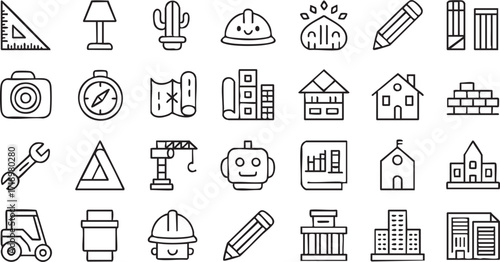 Architecture and construction vector collection featuring tools, property, and planning graphics