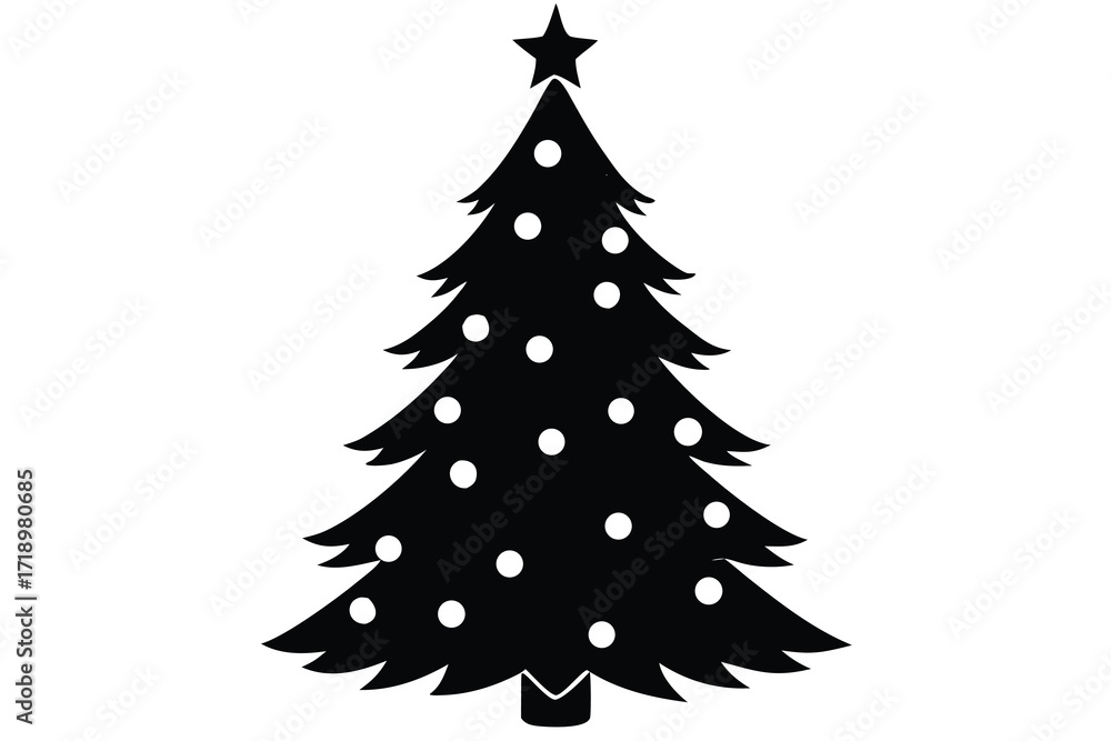 Obraz premium christmas tree lights silhouette vector art illust