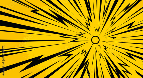 Explosion of yellow and black lines radiating outwards from a central point.