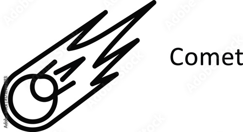 Illustration of a comet with a bright tail, a celestial space object