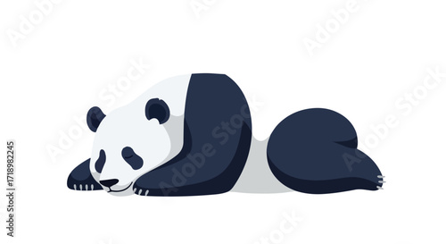 A Depiction of a Giant Panda Lying Down, Portraying Sleep or Relaxed Posture in a Simple Vector Style Design