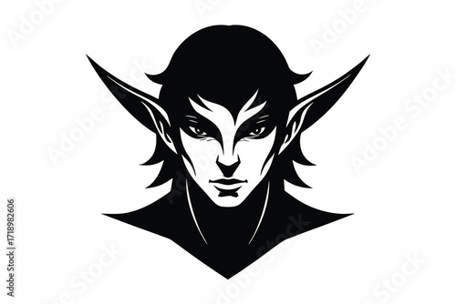 elf face silhouette vector art illustration