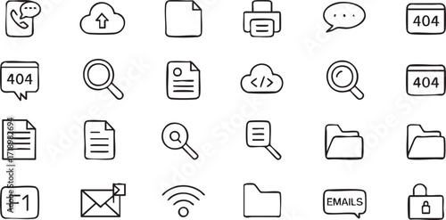 Data and internet icon collection for digital business, apps, and online services