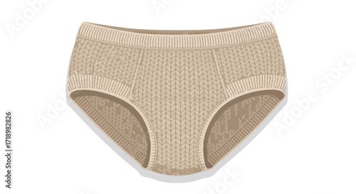 Vector illustration of knitted beige underpants with intricate stitch design showcasing textile craftsmanship and fashion illustration for apparel
