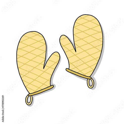 Pair of oven mitts cartoon icon vector illustration. Baking Glove icon. Kitchen gloves illustration