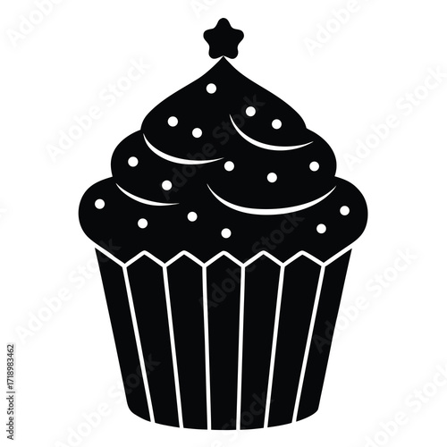 festive cupcake decorated silhouette vector icon d