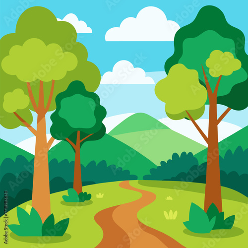 Natural summer wood vector green natural landscape background.