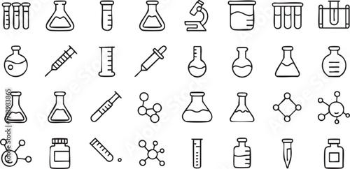Vector collection of science lab symbols for education, healthcare, and research design