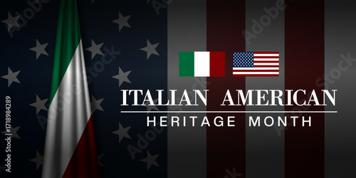 October is Italian American Heritage Month. Suitable for posters, banners and social media. Black background.