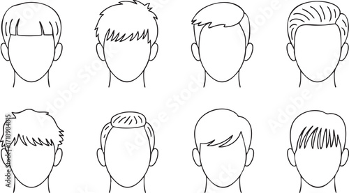 Vector collection of male hairstyle silhouettes for beauty, fashion, and barber themes