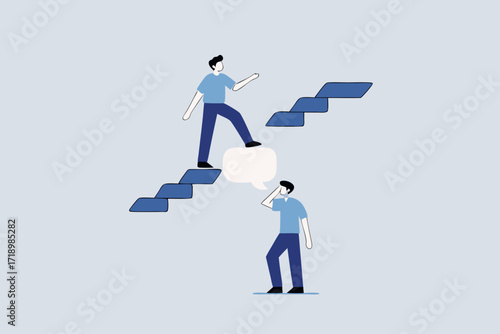 intelligence information to solve business problem, business specialist employing dialogue boxes to ascend the ranks toward achievement.