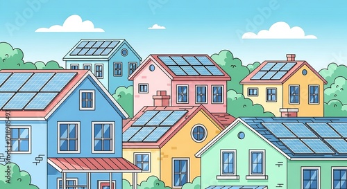 Sustainable Neighborhood Homes with Solar Panels Powering a Green Future