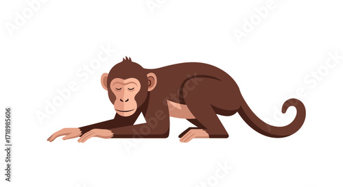 Contemplative primate: A vector illustration of a monkey in peaceful repose, depicting serenity and mindful rest with its closed eyes and relaxed