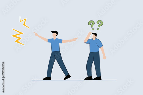 Bad habit blame other, annoyed business manager overlooks this error and highlights additional errors.