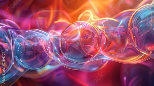Colorful Abstract Background with Bubbles and Fluid Swirls