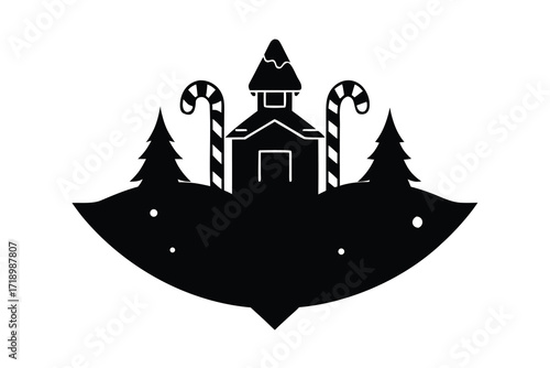 north pole candy silhouette vector icon design