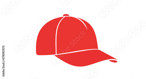Vibrant crimson baseball cap illustration isolated against a pristine white backdrop provides a sporty element