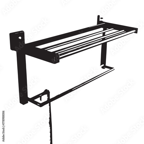 Black wall mounted book rack Silhouette Vector, High Quality Illustration on White Background