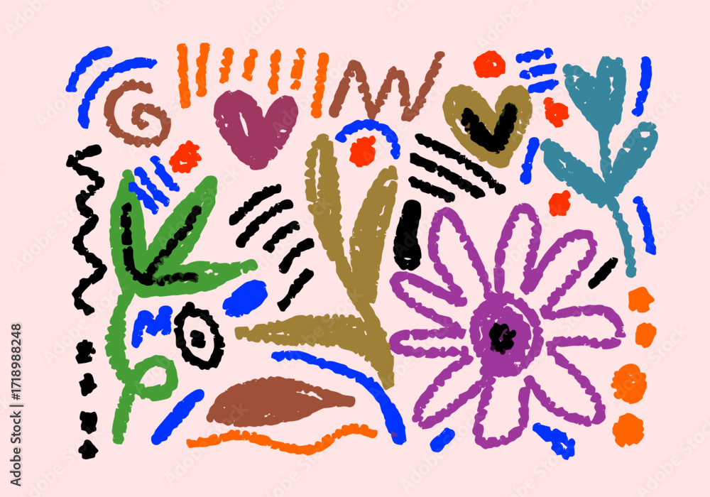 Obraz premium tropical floral pattern. Cute botanical abstract contemporary seamless pattern. Hand drawn unique print.