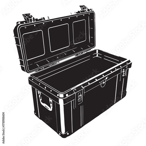 Black weatherproof storage box Silhouette Vector, High Quality Illustration on White Background