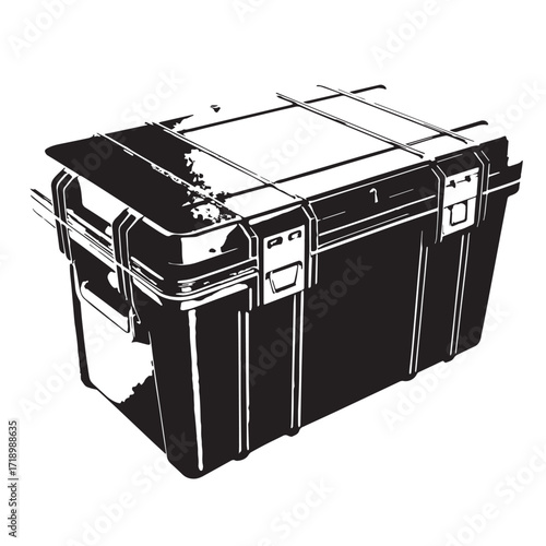 Black weatherproof storage box Silhouette Vector, High Quality Illustration on White Background