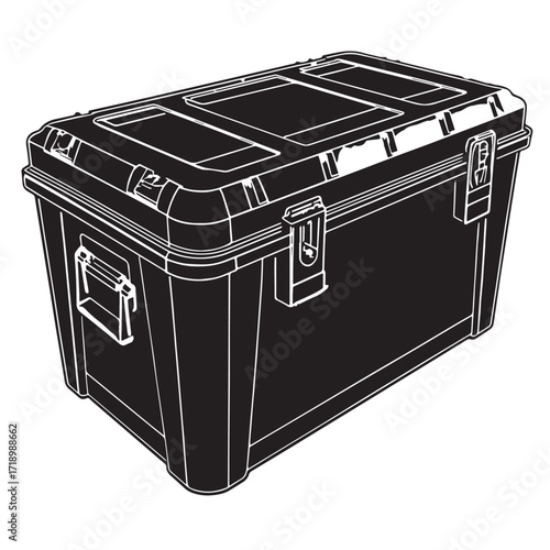 Black weatherproof storage box Silhouette Vector, High Quality Illustration on White Background