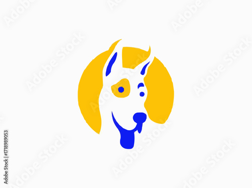 Playful Great Dane puppy mascot design with vibrant colors, perfect for pet brands, dog lovers, and cheerful logos, originally vector