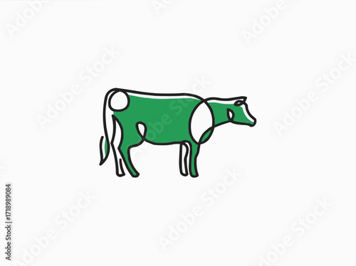 Striking green cow illustration perfect for sustainable dairy farms, organic food brands, and eco-friendly agriculture campaigns